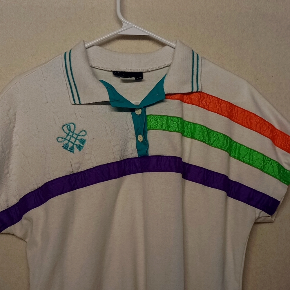 White with colored stripes modern shirt #016